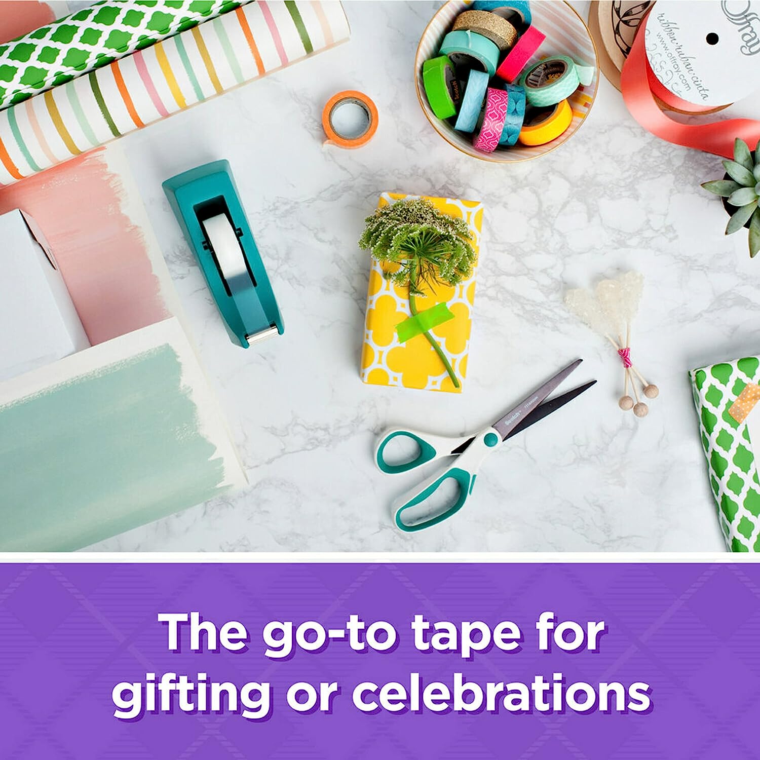 Scotch Gift Wrap Tape, 6 Rolls, The Go-To Tape for the Holidays, 3/4 x 650 Inches, Dispensered (615-GW) - Image 5